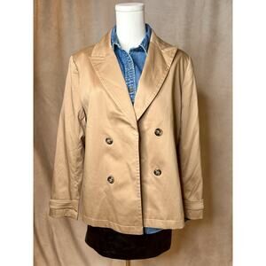 Jones New York Signature Double Breasted Jacket Tan Cotton Blend